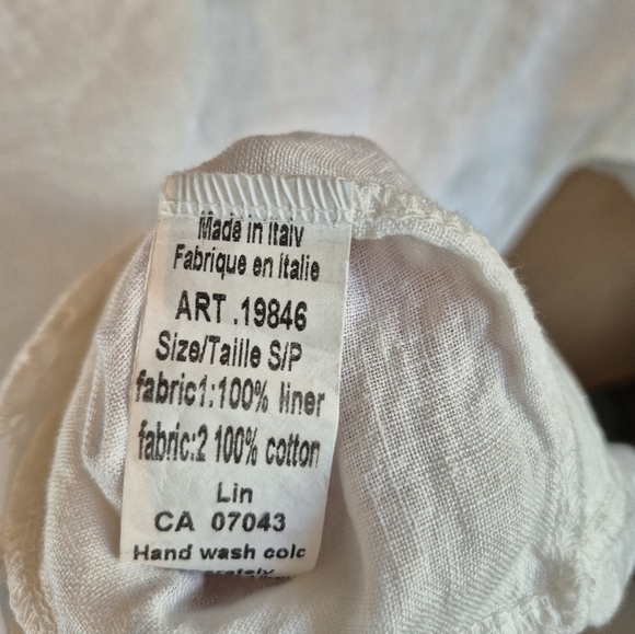 100% Linen And Cotton Eyelet Lace Peplum Top Size Small - Picture 5 of 6